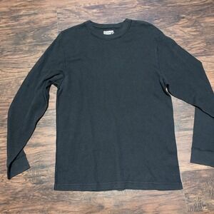Magellan Outdoors Sweater Mens XL Black Thermal Waffle Knit Long Sleeve